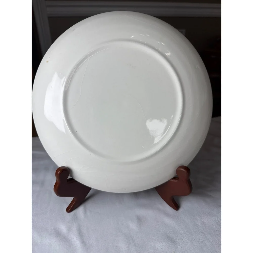 Vintage Hand Painted Raspberry Ceramic Decorative Plate Fluted Rim 8.25 Inch